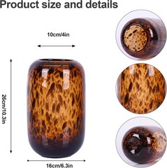 10.3in ber Vase,Tortoise Decor,Brown Glass,Round Art,Modern Clear