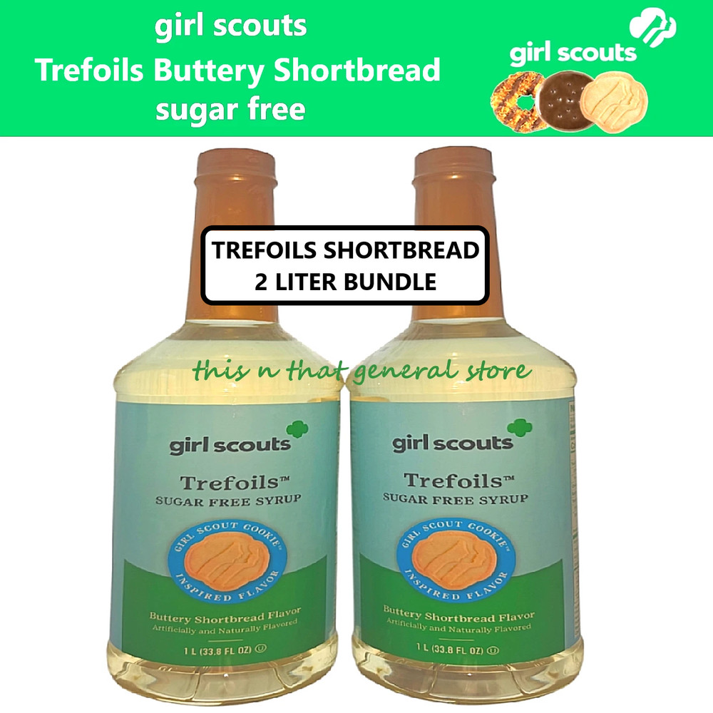 2x GIRL SCOUTS Sugar Free TREFOILS SHORTBREAD SYRUP Coffee Desserts Baking Keto