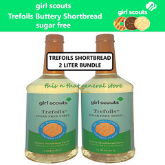 2x GIRL SCOUTS Sugar Free TREFOILS SHORTBREAD SYRUP Coffee Desserts Baking Keto
