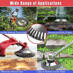 8” Steel Wire Wheel Brush Cutter Weed Eater Trimmer Head with Adapter Kit