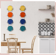 Menkxi Set of 2 Plate Rack for Wall Vertical 4 Tier Metal Wall Plate Holder Disp