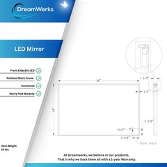 Dreamwerks LEO 38″ W x 24″ H Front & Backlit LED Mirror with Dimmer & Defogger