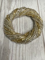 Set of 7 Vintage Beaded Napkin Rings with Tiny Seed Beads Silver Gold India EUC
