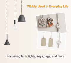 120in Stainless Steel Pull Chain Extender 3mm Ball Chain 12 Connectors Fan Light