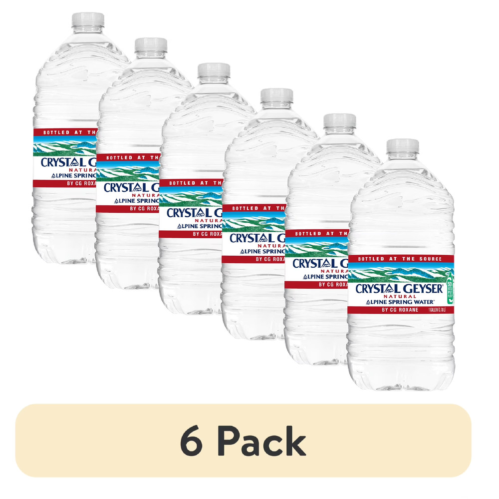 (6 pack) Crystal Geyser Alpine Spring Water, 1 Gallon Plastic Jug