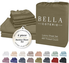 Luxury Bamboo Viscose King Sheet Set – 6 Piece Olive Green, Cooling & Soft