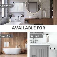 4 Pieces Matte Black Bathroom Hardware Accessories Set 24 Inch Towel Bar Towel