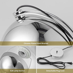 Modern 9.8 In. 1 Light Chrome Plug in Flower Pot Wall Sconces with Metal Dome Sh
