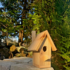 Handmade Cedar Birdhouse w/ Chimney Rustic Outdoor Wren Chickadee Nest Box