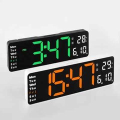 Large LED Digital Wall Clock Remote Control Temp Date Week Display Memory Watch