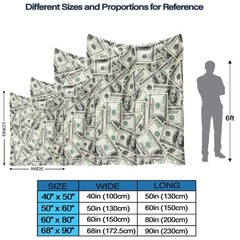Money Throw Blanket 100 Dollar Bill Cozy Decor Nap Cash Sofa Couch 40×50 Inch