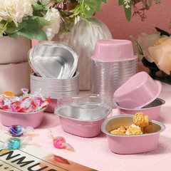 60 Sets Mini Heart Cake Pan with Lids and Scoops 1.86 Oz/ 55 ml Mini Heart