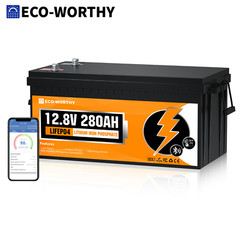 ECO-WORTHY 12V 280Ah 3584Wh 300Ah Bluetooth LiFePO4 Lithium Battery For RV Home