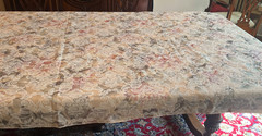Tablecloth. Easy care polyester. Floral jacquard, pastel. 100″ x 54″