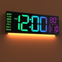 16” Large Digital Wall Clock with Remote Control Big LED Dual Alarm 8 RGB New