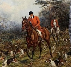 Horse & Hound Throw Pillow Cover 18” X 18” Fox Hunting Design On Both Sides