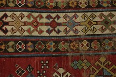 Pre-1900 3×8 Antique Oriental Runner Wool Runner Rug in Multicolor