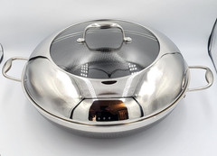 HexClad 14″ WOK with Stainless Steel LID 14-Inch 14 Hybrid Nonstick -Used Good