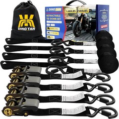 Rhino USA Retractable Ratchet Straps (4-Pack) – 1 Inch x 15 Feet (1,650lb Break