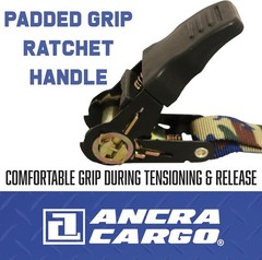 6′ Camo Ratchet Strap 400lb Load with Vinyl-Coated Hooks