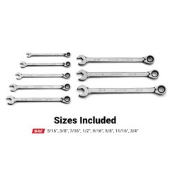 Capri Tools 120-Tooth Ultra-Smooth Reversible Ratcheting Wrenches Set, SAE