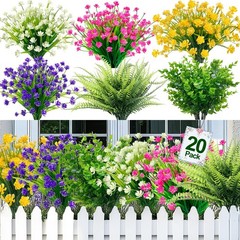 20 Bundles Artificial Flowers for 20 Bundles, Mixed 6 Styles 2