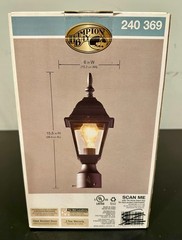 Hampton Bay Exterior Post Lantern Black Finish 240369 6in W x 15.5in H *NEW*