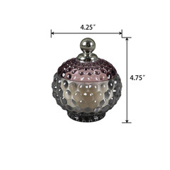 4.25 In. Glass Bubble Candle with Metal Nob Lid (5 Oz.)