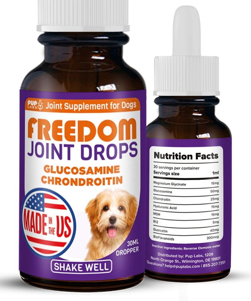 Freedom Joint Drops for Dogs with Hyaluronic Acid, MSM, Glucosamine, & Chondroit