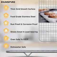 Stainless Steel Cooling Rack – Fits Quarter Sheet Pans Effortlessly