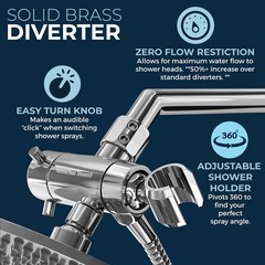 HammerHead Showers Dual Shower Head Combo, 8-Inch 2.5 GPM, Polished Chrome