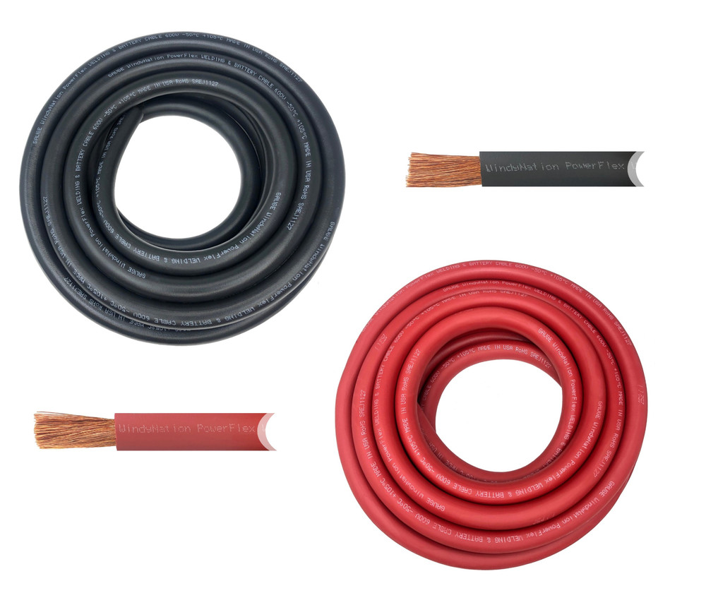 8, 6, 4, 2, 1/0, 2/0, 4/0 Gauge AWG Red & or Black Welding Battery Copper Cable