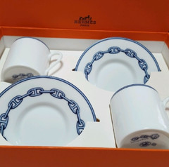 HERMES Chaine D’Ancre Blue Cup & Saucer Tableware 2 SET coffee cup