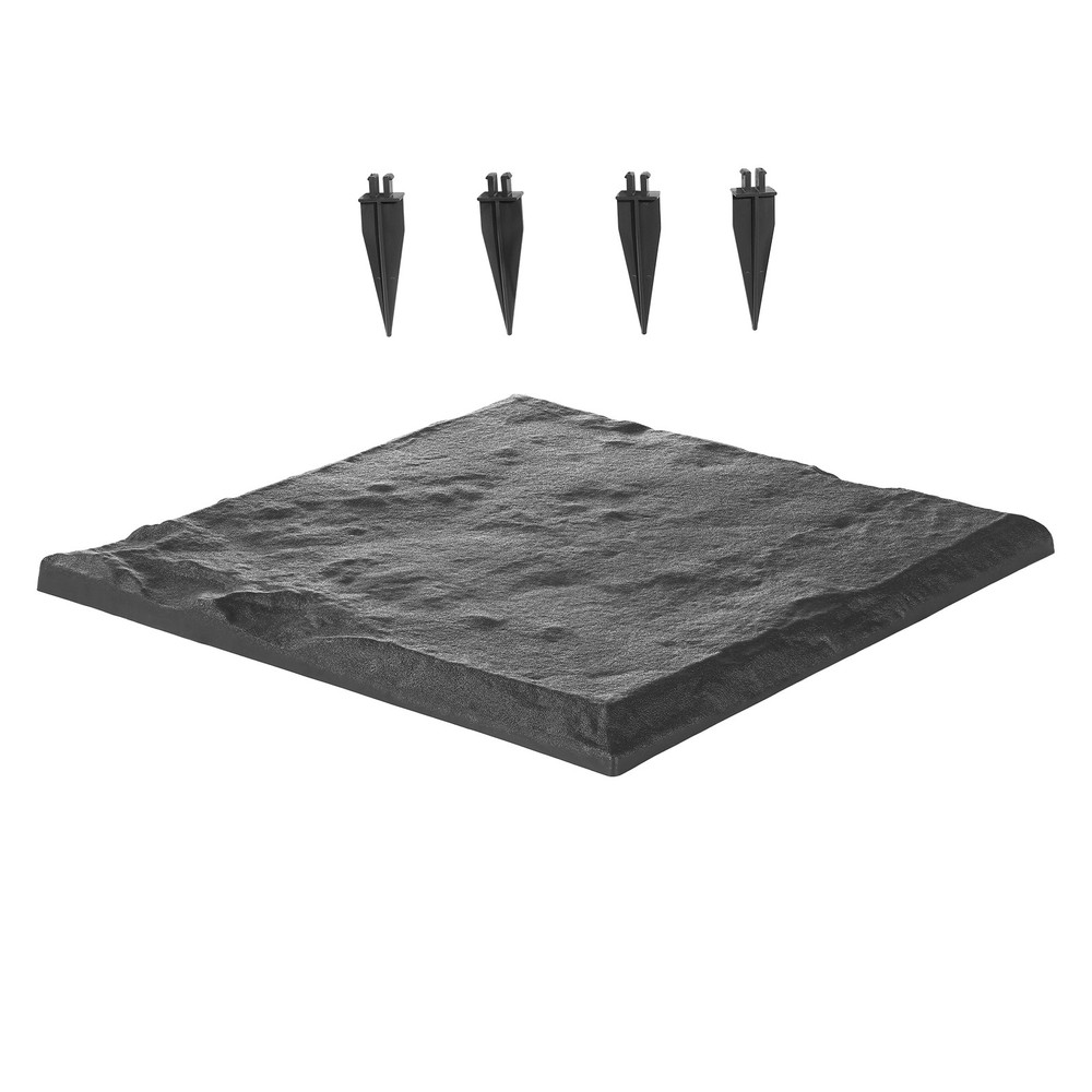 Uimoso Set of 8 Grey Walkway Pavers with Stakes, 15.5×15.5 in Decorative Stones