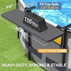 Poolside Bar Table for Above Ground Pool, 49.4×9.6 Outdoor Hanging Swim-Up