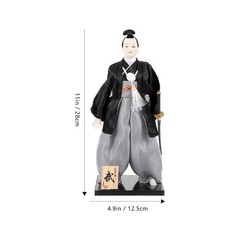 Samurai Doll Japanese Style Desktop Ornament 11.02In Cloth Kimono Figure for …