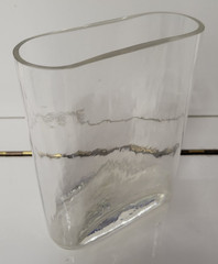 RECTANGULAR CLEAR GLASS VASE ROUNDED EDGES 6.25 BY 5.5 BY 3 INCHES