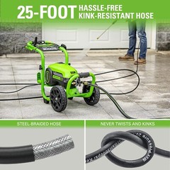 Greenworks Pro 3000 Psi Electric Pressure Washer GPW3001 25Ft Hose 35Ft Cord 5No