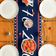 United States America 250th Flag Table Runner, with Honor and Respect