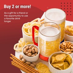 Double Wall Frozen Beer Mugs for Freezer with Handles 16 Oz, Colored Set of 4
