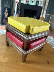Set of 2 MCM Ethan Allen Stacking Footstools Stools Red & Green-15.75×9.75”!