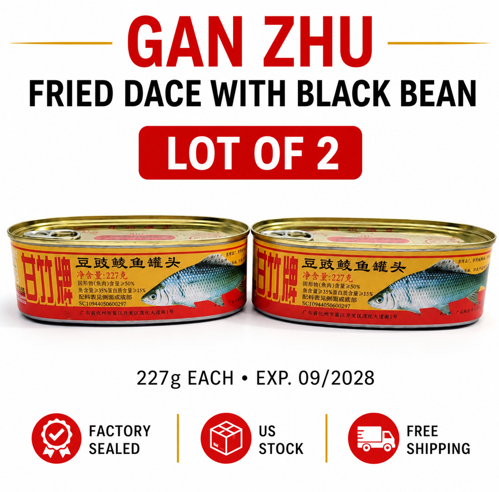 Lot of 2 GAN ZHU BRAND Fried Dace W/ Black Bean 227g Exp. 09/2028
