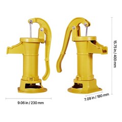 Uimoso Antique Cast Iron Manual Water Pump 25ft Hand Pitcher Pump, Yellow Finish