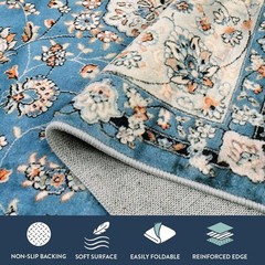 Blue Oriental Floral Medallion Runner Rug