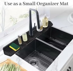 Foldable Silicone Sink Faucet Mat, Self-Draining, 29.5 x 6.02 in