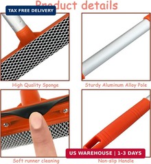 Windshield Cleaner Tool 2 in 1 Car Window Squeegee with Extendable Handle