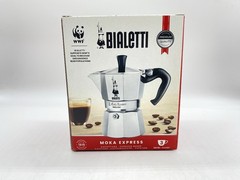 Bialetti Moka Express Iconic Italian Stovetop Espresso Maker Silver, 3 Cups