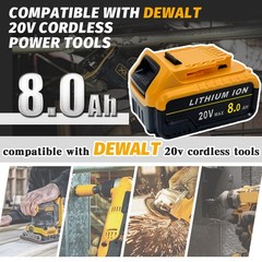 20V MAX 8Ah Lithium Ion Battery 2-Pack,compatible with Dewalt 20v cordless tools