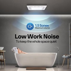 165 CFM Bathroom Exhaust Fan with 6500K LED Light & 4″ Duct Hose 2.5 Sones Fan