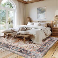 HOMCOM Area Rug 8×10, Machine Washable Rug for Living Room, Tawny Brown